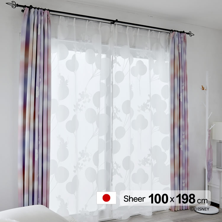 日本製 ディズニー カーテン ミッキー/バルーン ボイル (MICKEY/Balloon voile) 幅100×丈198cm ウォッシャブル メーカー直送返品交換・代引不可商品 Disney Sheer シアー ※1枚入り