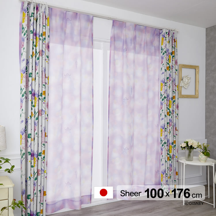 日本製 ディズニー カーテン プリンセス/シーザライト ボイル (PRINCESS/See the light voile) 幅100×丈176cm ウォッシャブル メーカー直送返品交換・代引不可商品 Disney Sheer シアー ※1枚入り