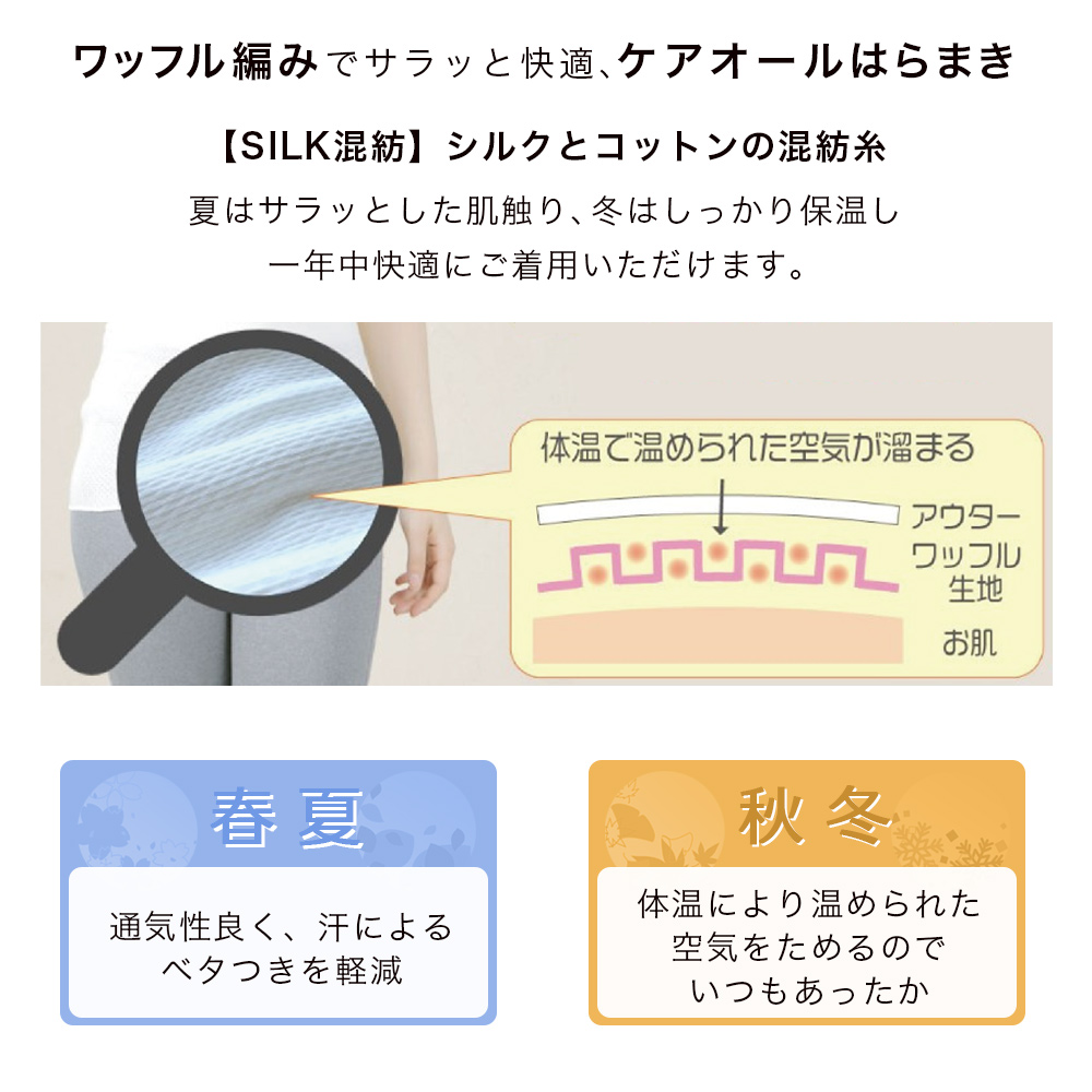 ワッフル編みでサラッと快適な腹巻
