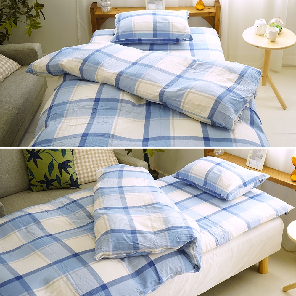 綿100% 先染め洗いざらし布団カバー ネイビー