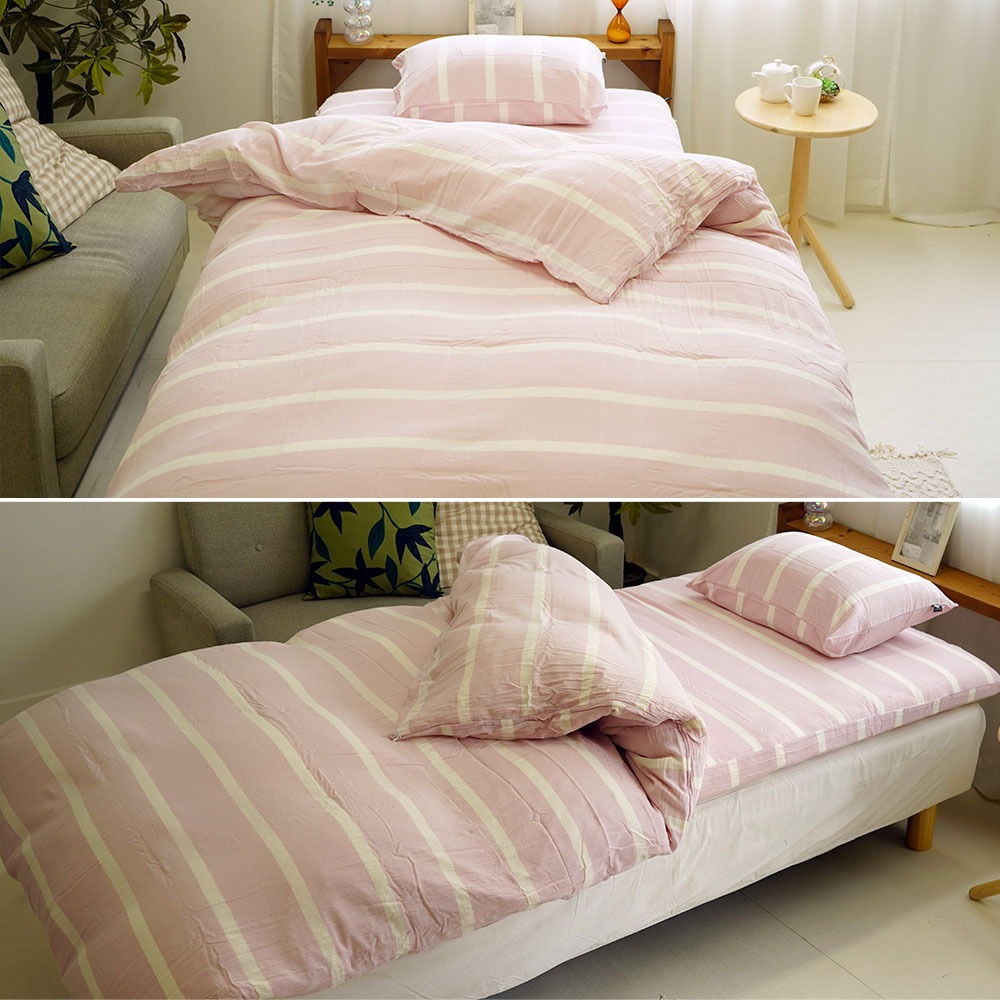 綿100% 先染め洗いざらし布団カバー ピンク