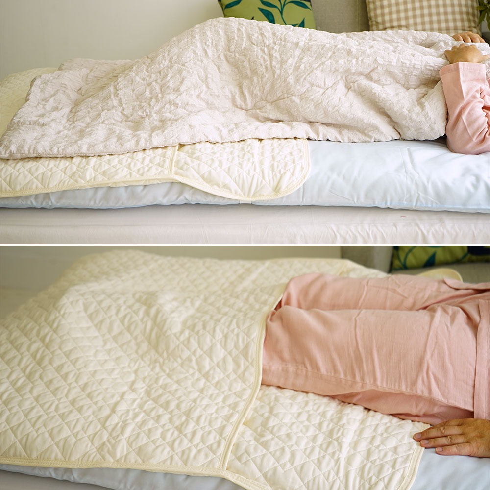 ピュアコットンガーゼ 足ポケット式 敷パッド 使用イメージ