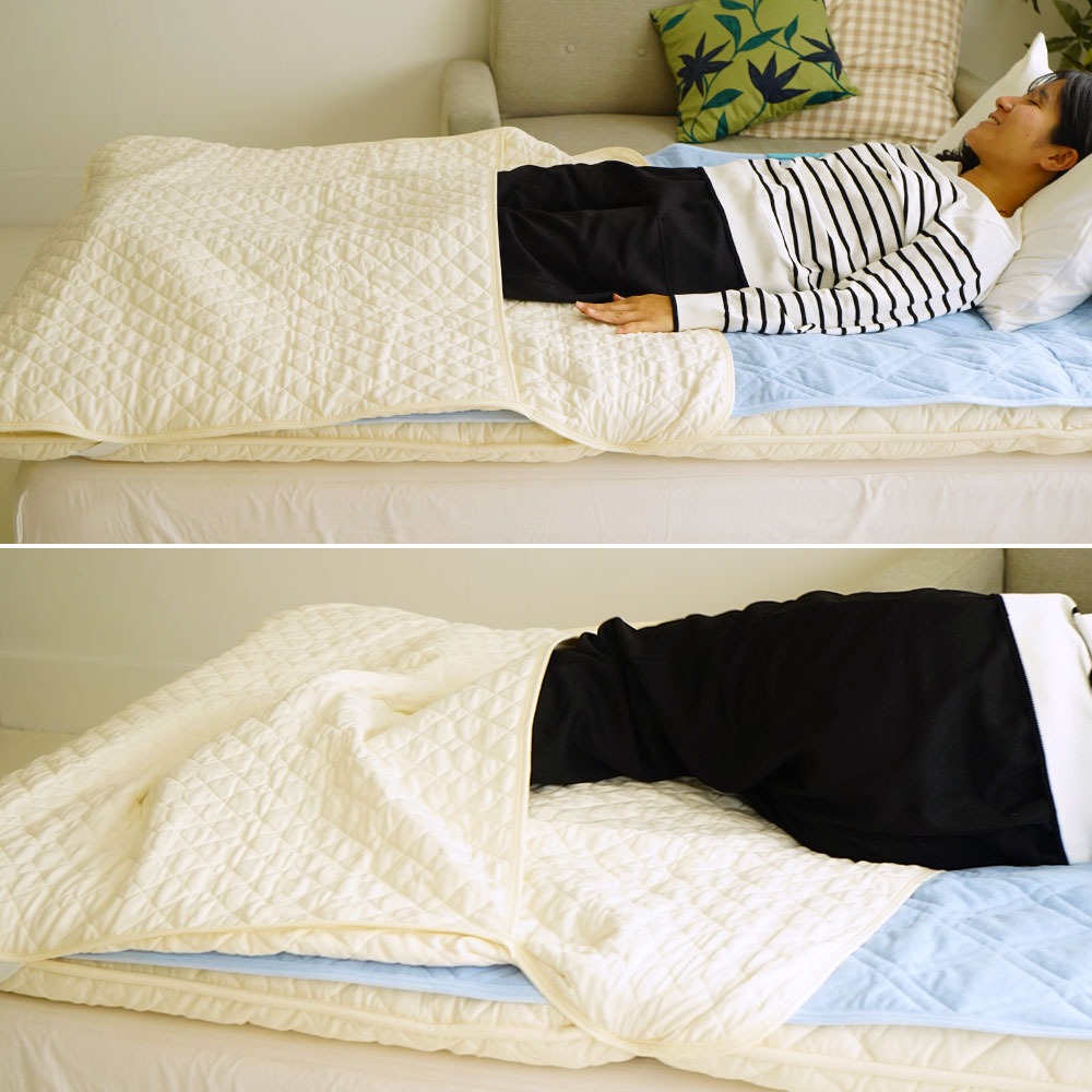 ピュアコットンガーゼ 足ポケット式 敷パッド 使用イメージ