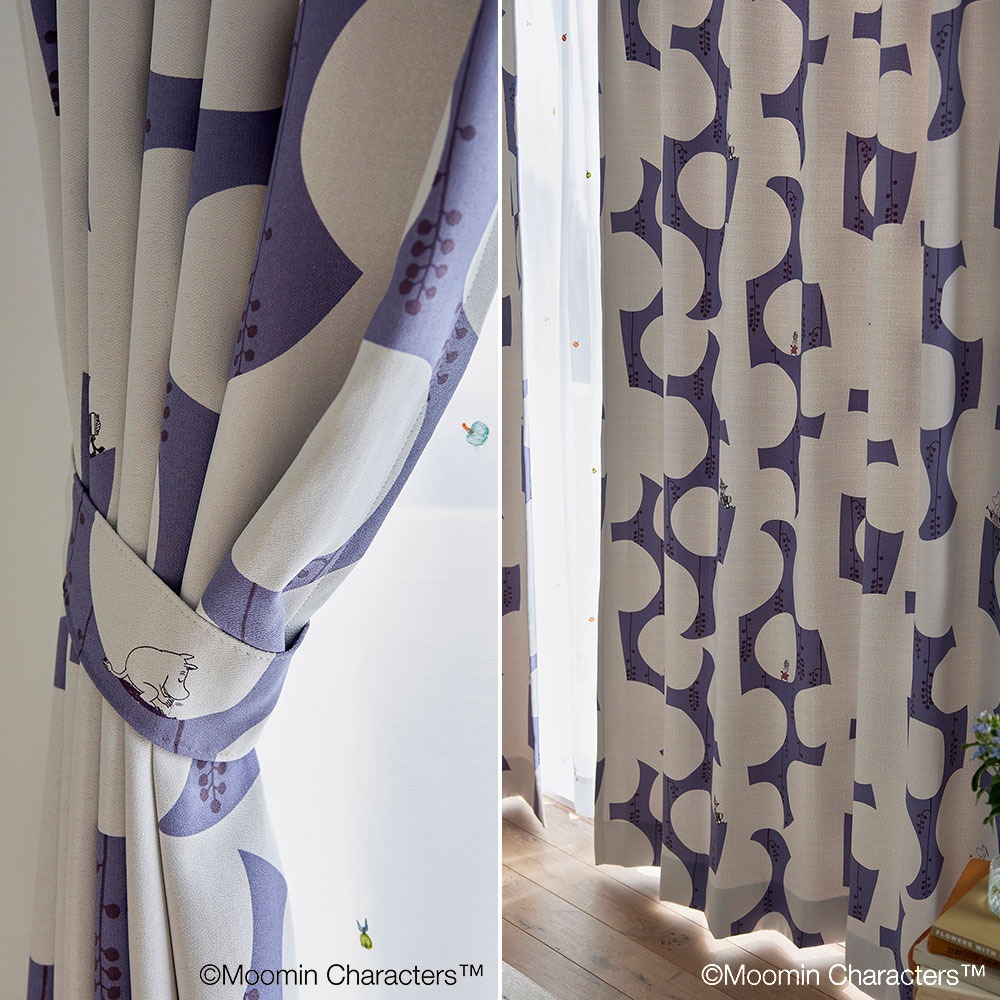 ムーミン ドレープ カーテン ベリーガーデン ダークブルー