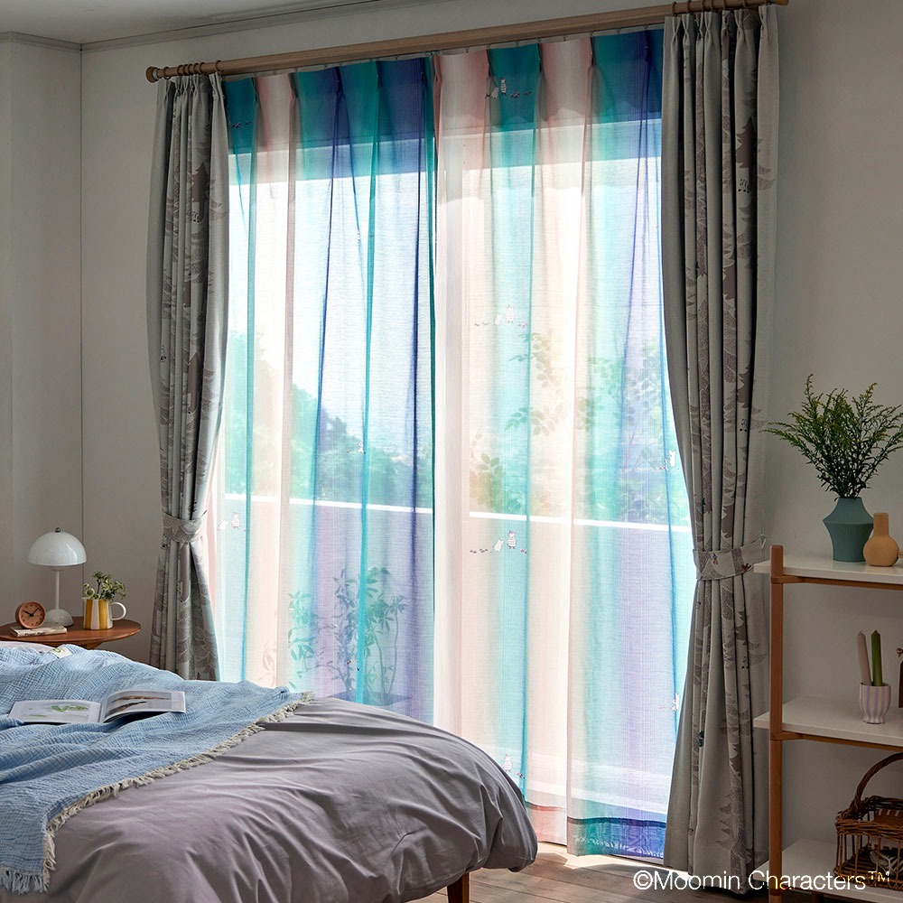 ムーミン シアー カーテン オーロラボイル パープル